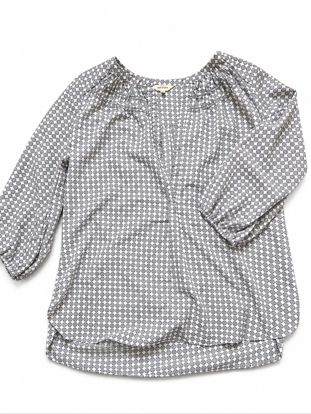 Max Studio Gray Geometric Peasant Tunic